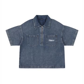 Quarter-Zip Denim Shirt