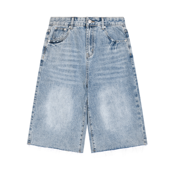 Long+Wide Denim Shorts